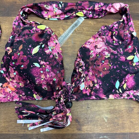 Victoria's Secret Tasseled Halter Cinched Bottom Bikini Set Size Large Abstract - Picture 6 of 12